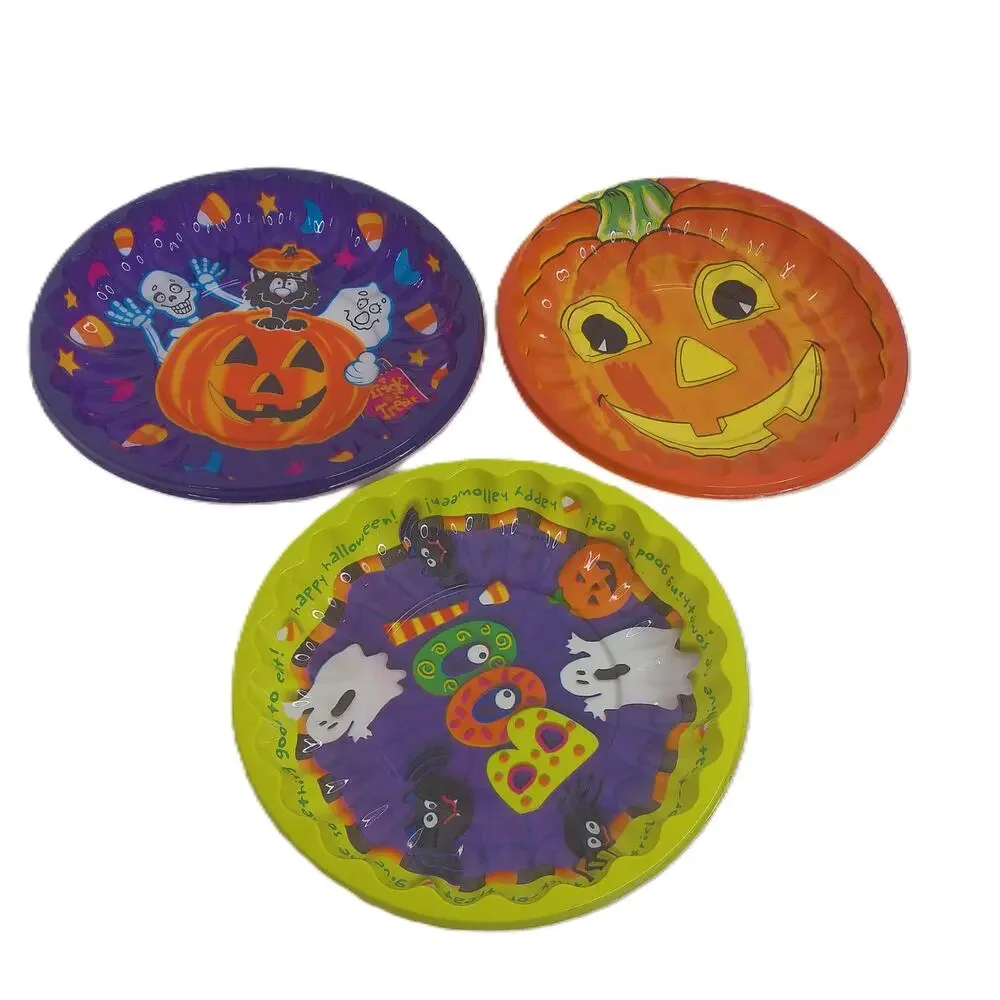 Vintage Ullman Halloween Plates Bowls Set Jack-O-Lantern Black Cat Ghost BOO